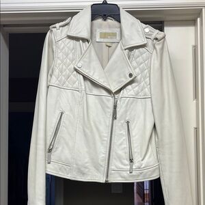 Michael Kors Cream Quilted Leather Jacket